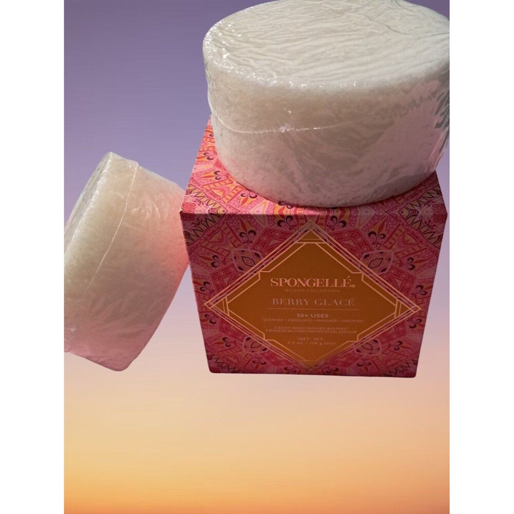 Spongology Spongelle Set of 2 Berry Glace Body Buffers NEW